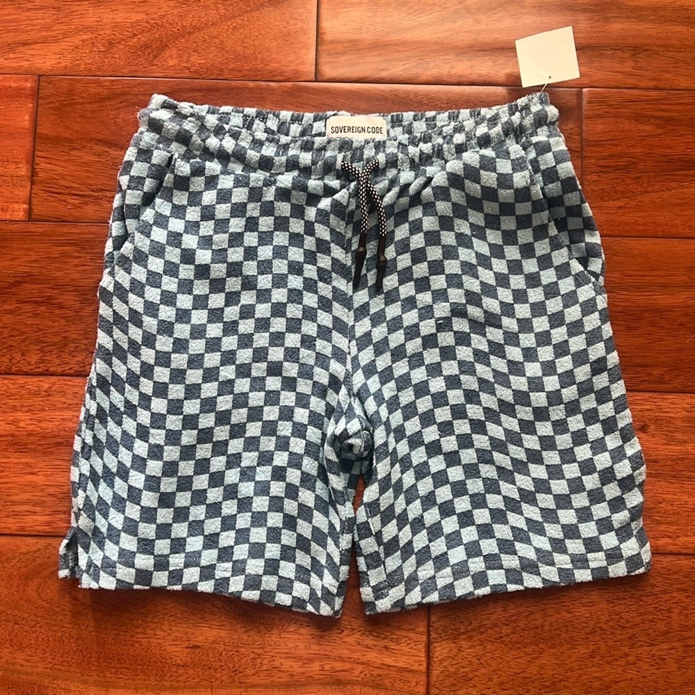 NWT Sovereign Code Boy's Junior Size 14/16 Checkered Swim Trunks